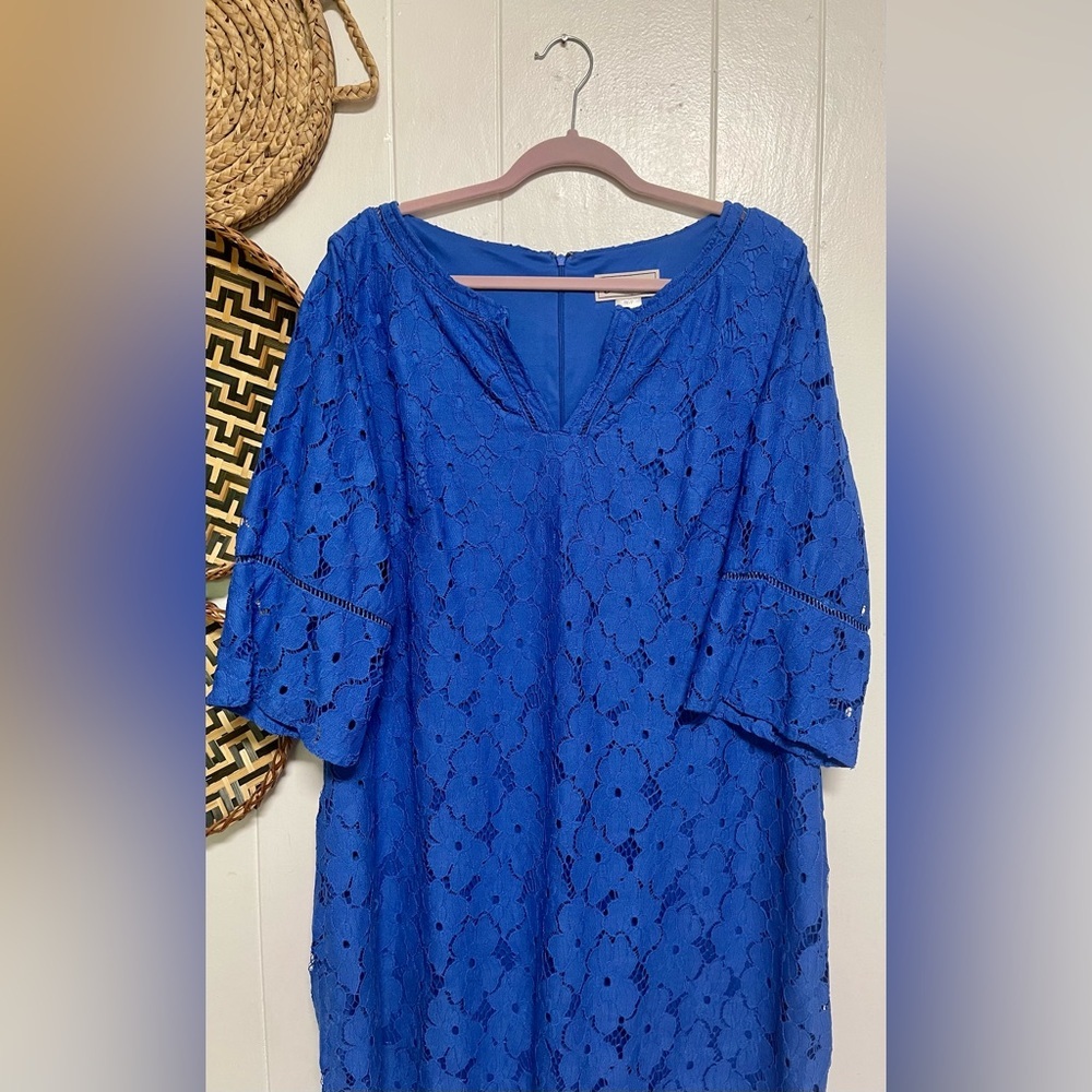 J Howard Floral Lace Dress Blue Size 18W - Picture 2 of 5